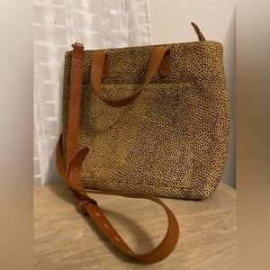 Madewell Brown Cheetah Leopard
Print Calf Hair Leather Crossbody Bag